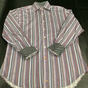 Thomas Dean Multicolor Stripe Button-up Shirt - Large